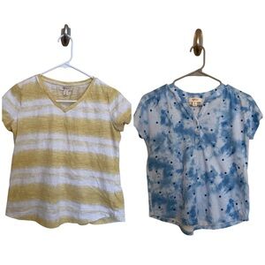 Style & Co. Yellow and Blue Short Sleeve Tees